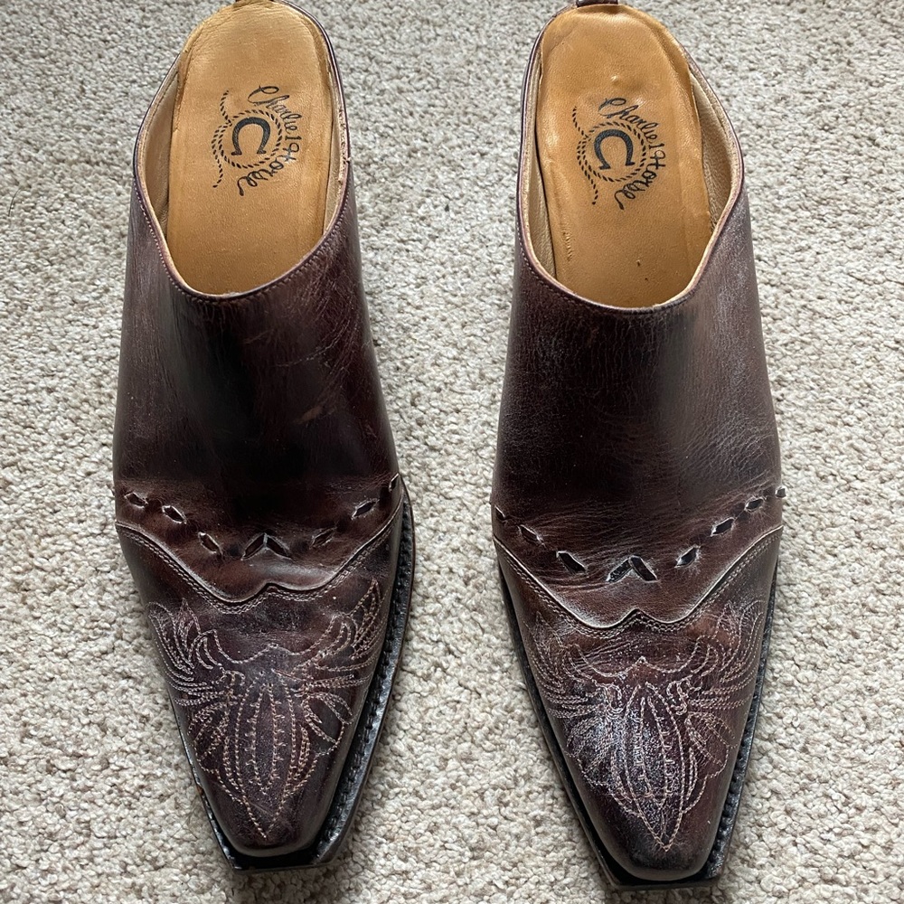 Charlie Horse womens size 7.5 western leather mules